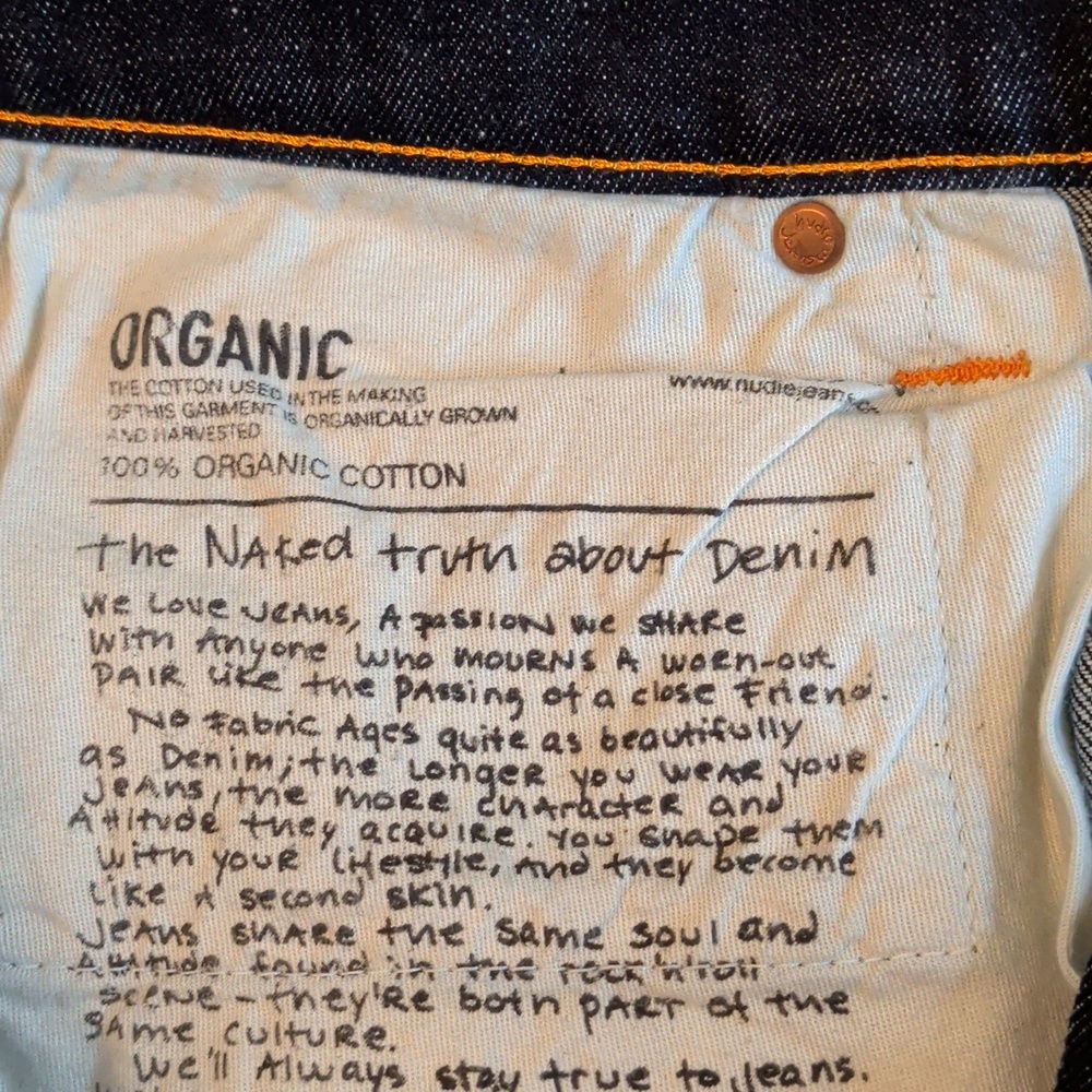 Nudie Jeans Dark Denim with Orange Stitching - Picture 7 of 7